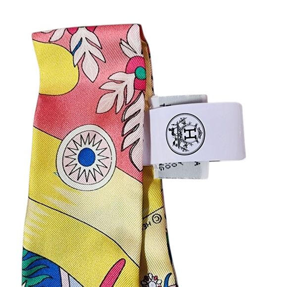 Hermes Twilly Silk Scarf Danse Des Amazones Multicolor Print New France Luxury - Picture 8 of 14